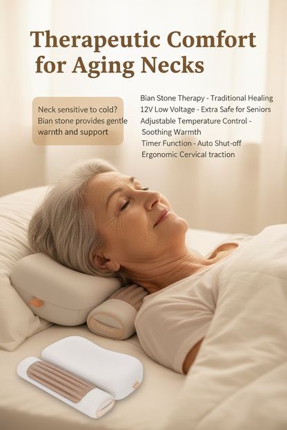 Elderly Using Bian Stone Traction Pillow